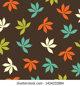 Abstract Cream leaving a green orange blue vector pattern with a brown background looks attractive design, suitable for business shops, boutiques, cafes, rooms