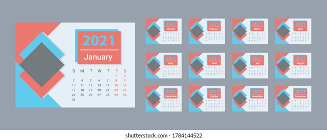 abstract creative 2021 desk calendar design set vector.	