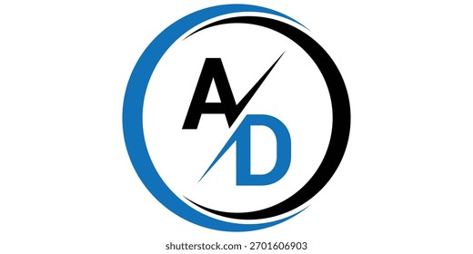 abstract creative AD letter logo with circle.