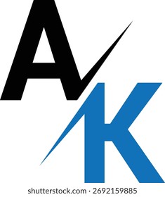 abstract creative ak letter logo design art.