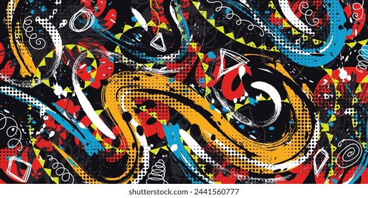 Abstract and Creative Art Background with Brush Texture and Scribbled Lines in Collage Design Style. Creative Design Suitable for Sports Banner or Poster