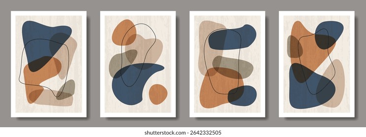Abstract creative art posters with geometric shapes, textures and lines for interior design. Set of artistic modern trendy backgrounds. Collection of premium art design for cards, cover, banner.