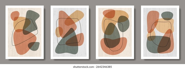 Abstract creative art posters with geometric shapes, textures and lines for interior design. Set of artistic modern trendy backgrounds. Collection of premium art design for cards, cover, banner.