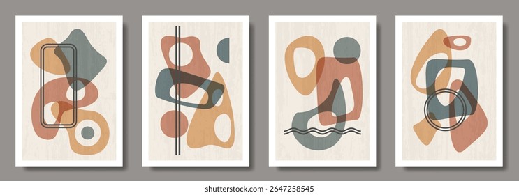 Abstract creative art posters with geometric shapes and textures for interior design. Set of artistic modern trendy 3d backgrounds. Collection of premium art design for cards, cover, banner.