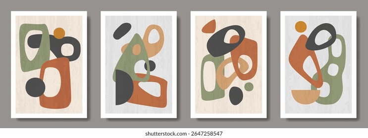 Abstractas carteles de arte creativo con Formas geométricas y texturas para el diseño de interiores. Conjunto de fondos 3D de moda artística moderna. Colección de diseño de arte premium para tarjetas, cubierta, Anuncio.
