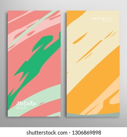 Abstract creative artistic background, brush strokes. Template for greeting card, invitation. Rough drawn scribbles doodles trendy design. Anniversary, birthday, wedding, party, social media banners