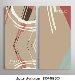 Abstract creative artistic background, brush strokes. Template for greeting card, invitation. Rough drawn scribbles doodles trendy design. Anniversary, birthday, wedding, party, social media banners