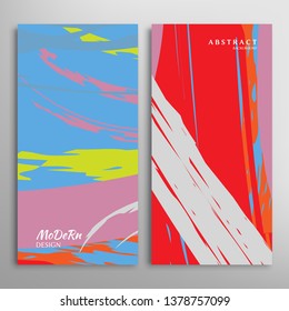 Abstract creative artistic background, brush strokes. Template for greeting card, invitation. Rough drawn scribbles doodles trendy design. Anniversary, birthday, wedding, party, social media banners