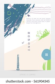 abstract creative artistic background in cold green color palette, hand drawn textures and design elements, vector conceptual illustration
