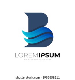 Abstract Creative B logo with simple icon, blue color