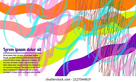 Abstrakter kreativer Hintergrund mit Pinselstrichen. Modernes künstlerisches Cover-Design, bunter Textur. Trendy-Muster, Doodle-Poster, geometrische Broschüre, Karte.