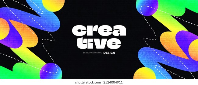 Abstract and Creative Background with Colorful Gradient Retro Elements and Texture Effect. Cover or Banner Design Template with Modern and Minimal Style