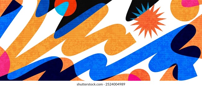 Fondo Abstractas y creativo con coloridos Elementos retro y efecto de textura. Plantilla de diseño de portada o Anuncio con estilo moderno y mínimo para identidad, marca, publicidad o promoción