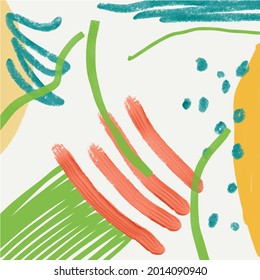 Abstract creative background. Colorful shapes and textures. Freehand contemporary composition. Impressionism modern art for poster, banner, card, flyers. 
