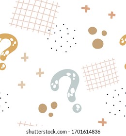 Abstract creative background in minimal trendy style.  Vector seamless pattern with hand drawn elements. Light pastel colors.