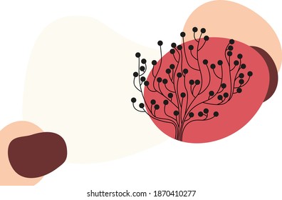 Abstract creative background with various shapes and doodle tree made in trendy style.