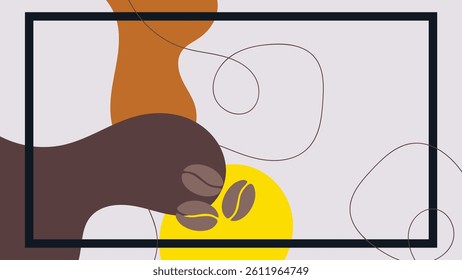 abstract creative background vector with copy space for text and coffee lineart icons - template design for instagram stories for coffee shop and home - simple, stylish and minimal design
