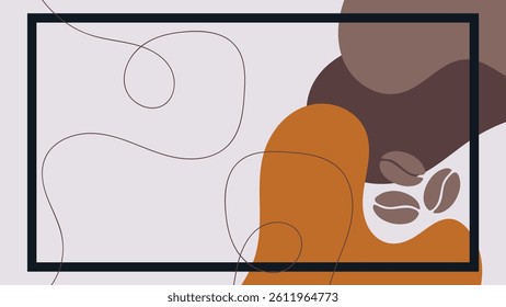 abstract creative background vector with copy space for text and coffee lineart icons - template design for instagram stories for coffee shop and home - simple, stylish and minimal design