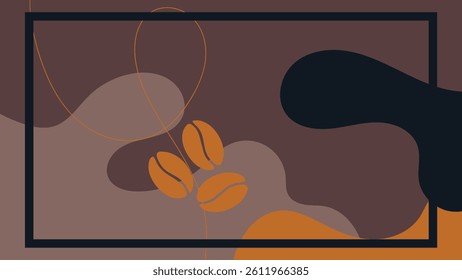 abstract creative background vector with copy space for text and coffee lineart icons - template design for instagram stories for coffee shop and home - simple, stylish and minimal design