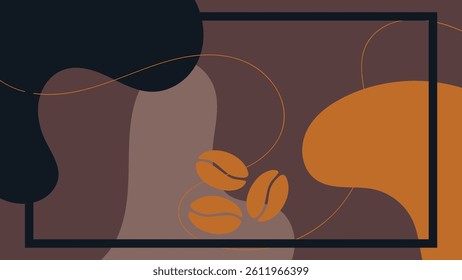 abstract creative background vector with copy space for text and coffee lineart icons - template design for instagram stories for coffee shop and home - simple, stylish and minimal design