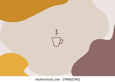 Abstract creative background vector with space for text and coffee linear icon - simple  stylish and minimal design template 