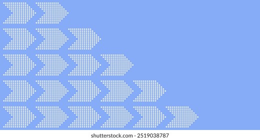 Abstract creative background, web banner. White dotted arrows on blue background. Color banner. Vector color illustration in flat style.