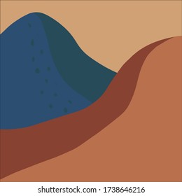 Resumen de antecedentes creativos con un estilo minimalista a la moda.  Ilustraciones del vector de montaña dibujadas a mano. 