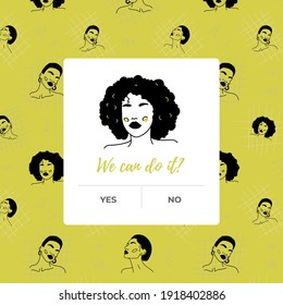 Resumen de antecedentes creativos en un estilo de moda mínimo con retrato de mujer cara en una línea con espacio de copia para texto. Plantillas de diseño para medios sociales