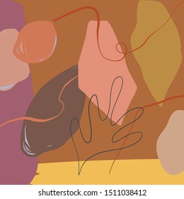 Abstract creative backgrounds with shapes and brush strokes, freehand bright colors geometric elements. Aesthetic trendy design for social media content, poster, card, flyer. 