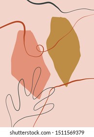 Abstract creative backgrounds with shapes and brush strokes, freehand bright colors geometric elements. Aesthetic trendy design for social media content, poster, card, flyer. 