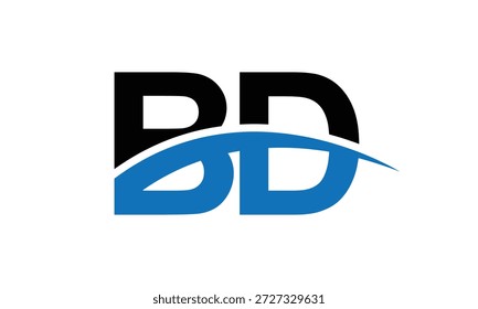 abstrakter kreativer schwarz-blauer BD-Buchstaben-Logo-Vektor.