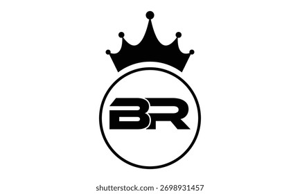 abstract creative black BR crown letter logo with circle.