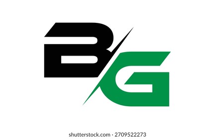 abstract creative black green BG letter logo vector.