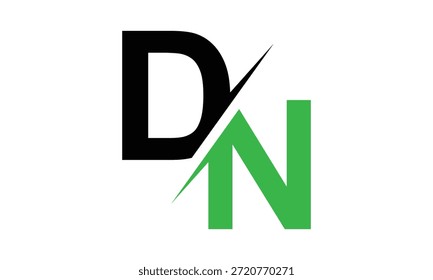 abstract creative black green DN letter logo vector.