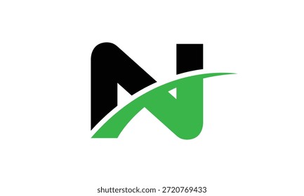 Vector de logotipo de letra N verde negro creativo abstracto.