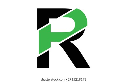 abstract creative black green R letter logo vector.