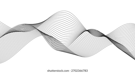 abstract creative black minimalist wave line design for banner, poster, background.