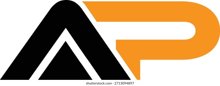 abstract creative black orange AP letter logo design.