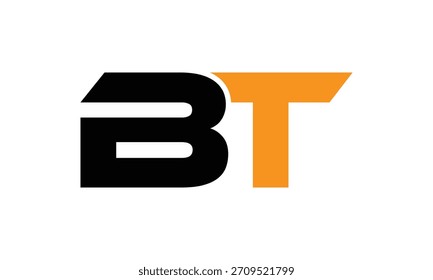 abstract creative black orange BT letter logo vector art.