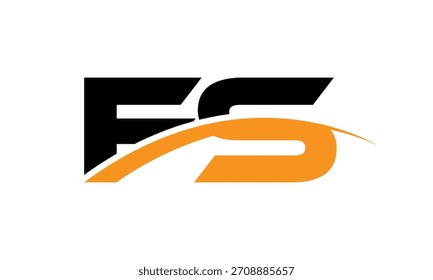 Logotipo abstracto de la letra FS naranja negro creativo.