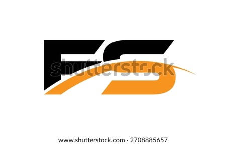 abstract creative black orange FS letter logo.