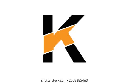 Vector de logotipo de letra K naranja negro creativo abstracto.