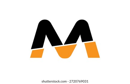 abstract creative black orange M letter logo vector.