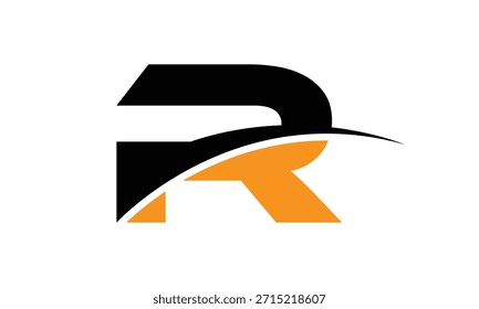 abstract creative black orange R letter logo vector.