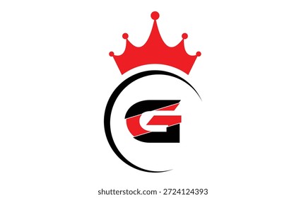 abstrato criativo preto coroa vermelha G letra logotipo.