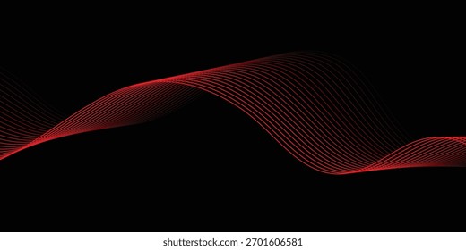 abstract creative black red wave line design background vector illustration.