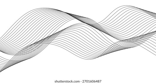 abstract creative black wave curve line design background vector illustration.