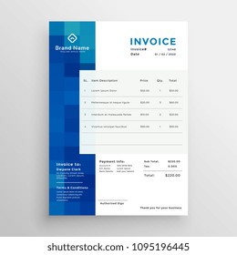 abstract creative blue business invoice template