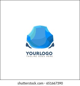 Abstract creative blue sapphire identity. Gems, Jewelry, fashion industries logo design. Broken triangle explode or form to be diamond shape logo. 