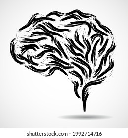 Abstract creative brain with paint strokes stock. Colorful vector illustration